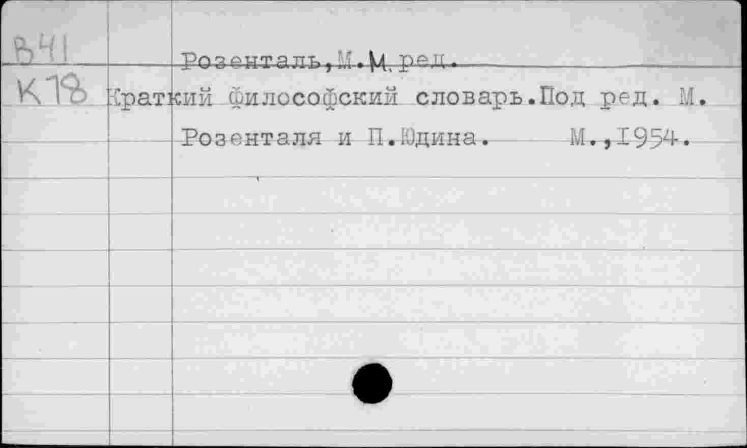 ﻿

Розенталь, й. М. рад.
краткий философский словарь.Под ред.
Розенталя и П.Юдина.
М., ± 954